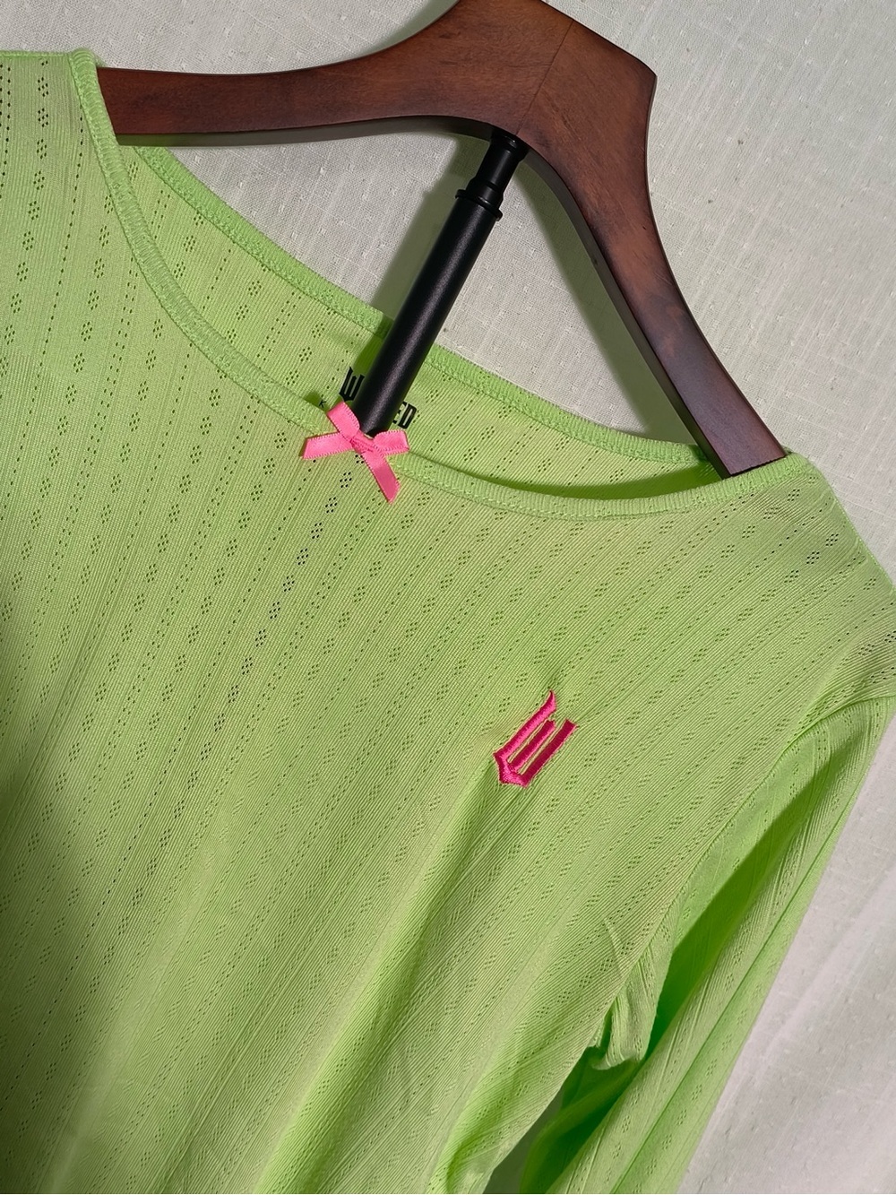 Wicked x Katie Kime Lime Green Pointelle Long Sleeve Top Girls XL 14-16
